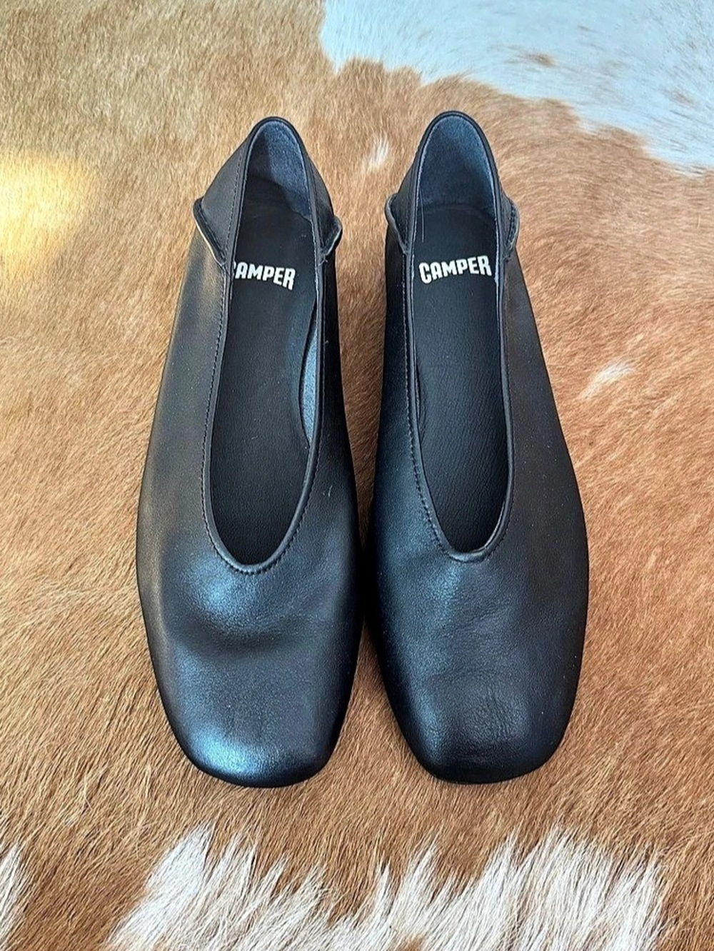 Camper Casi Myra Ballerina Flats Women's Black Leather-Look Flats EU 38